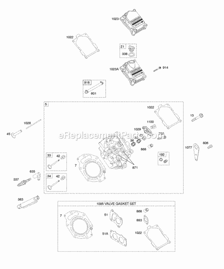 Valve Gasket Set Cylinder Head Valve Covers Diagram and Parts List for 474177-0100-E1  Briggs and Stratton Engine